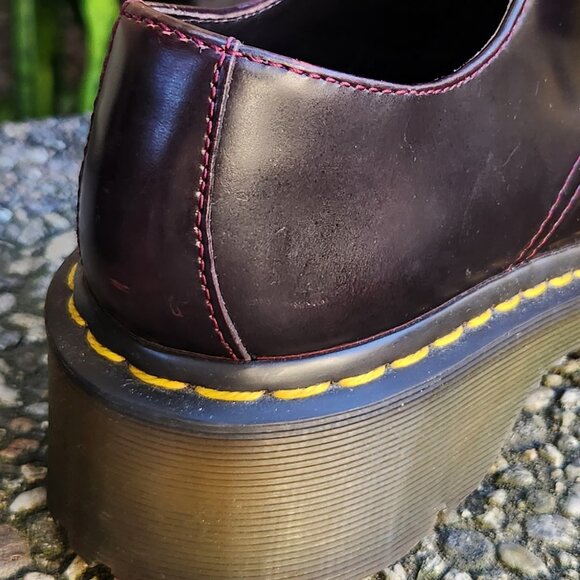 Dr Martens US 8 / EU 39 Burgundy Vegan Leather 1461 Oxfords - LIKE NEW - Picture 7 of 7